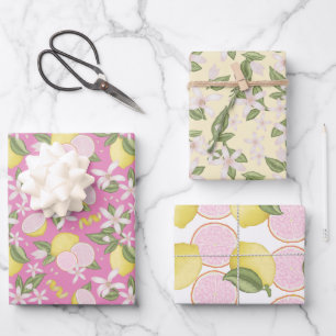 Pink Lemon Birthday Wrapping Sheets Geschenkpapier Set