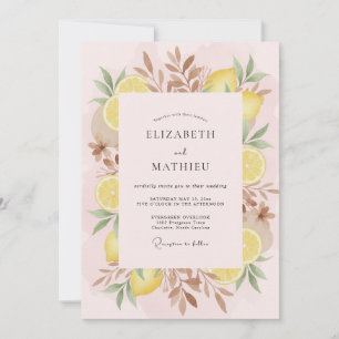 Pink Lemon Leaf Hochzeit Einladung