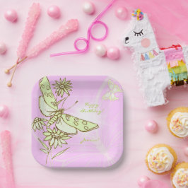 Pink Lemon Lime Butterfly Throw Pillow Pappteller