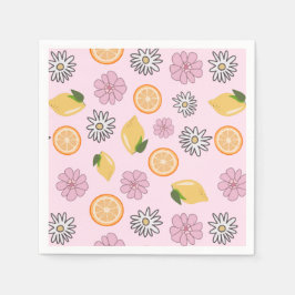 Pink Lemon Summer Floral Napkins Serviette