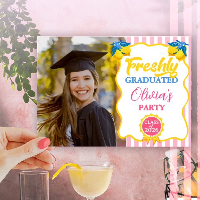 Pink Lemonade Absolventenfoto & QR-Code Einladung (Von Creator hochgeladen)