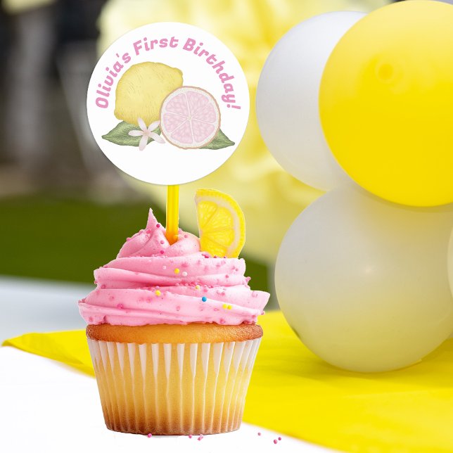 Pink Lemonade Birthday Gefallen Sticker (Von Creator hochgeladen)