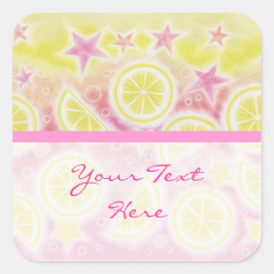 Pink Lemonade 'Dein Text' Aufkleber Quadrat Streif