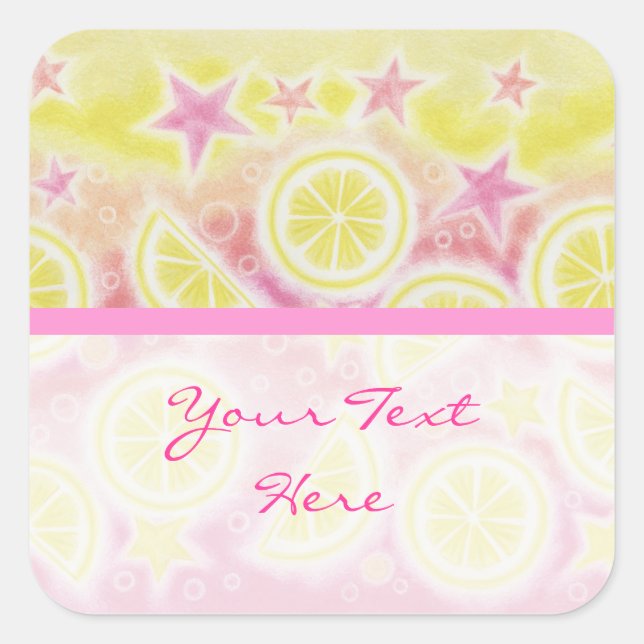 Pink Lemonade 'Dein Text' Aufkleber Quadrat Streif (Vorderseite)