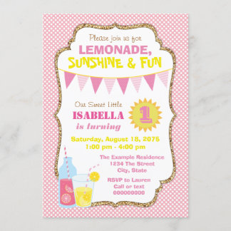 Pink Lemonade Geburtstagsparty Einladung