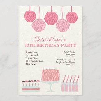 Pink Lemonade Girls Party Ruffle Cake Einladung
