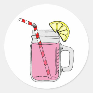 Pink Lemonade Mason Jar Runder Aufkleber