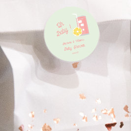 Pink Lemonade Modern Oh Baby Dusche Party Runder Aufkleber