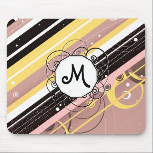 Pink Lemonade Moderne Retro Streifen mit Monogramm Mousepad