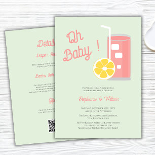 Pink Lemonade Oh Baby Shower Moderner QR-Code Einladung