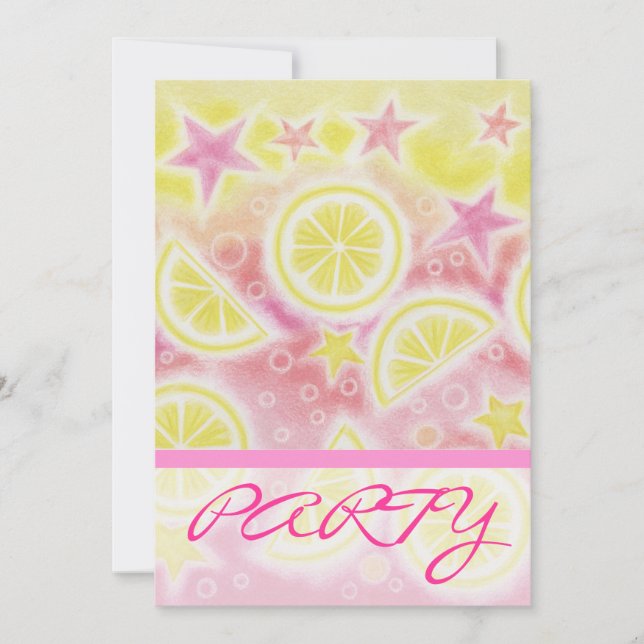 Pink Lemonade "PARTY" Einladung Streifen (Vorderseite)