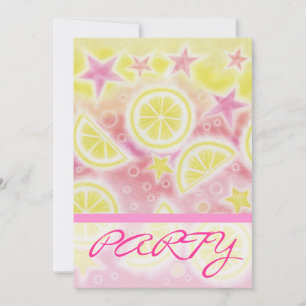 Pink Lemonade "PARTY" Einladung Streifen