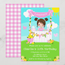Pink Lemonade Stand Birthday Braun Haare Girl