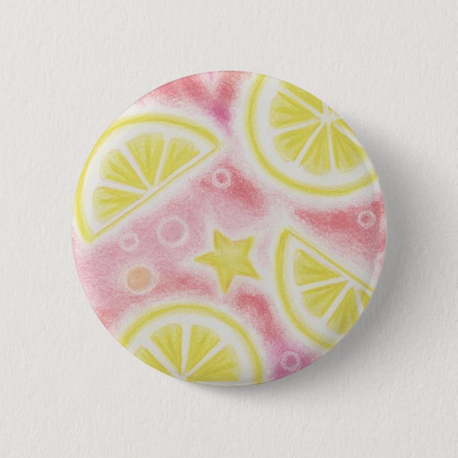 Pink Lemonade 'Zitronen' Abzeichen Button (Vorderseite)