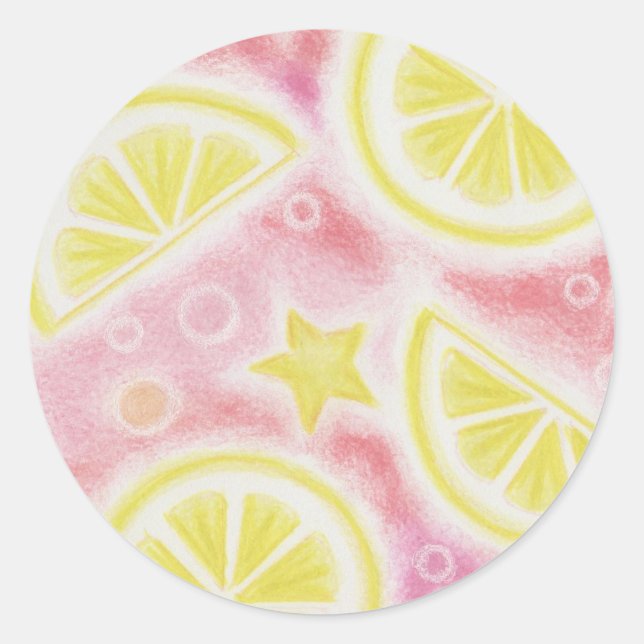 Pink Lemonade 'Zitronen' Aufkleber rund (Vorderseite)