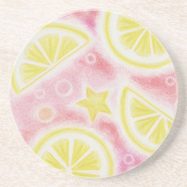 Pink Lemonade 'Zitronen' Untersetzer Sandstein (Vorne)