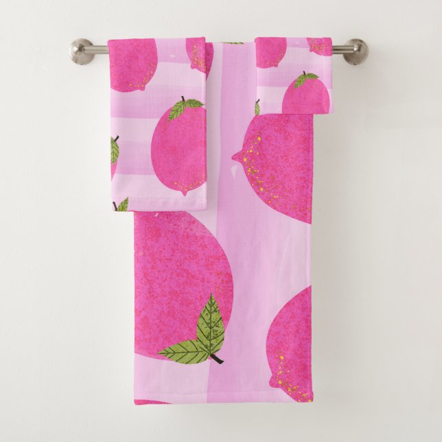 Pink Lemons Lemonade Sommer Frucht Spaß hell Badhandtuch Set (Insitu)
