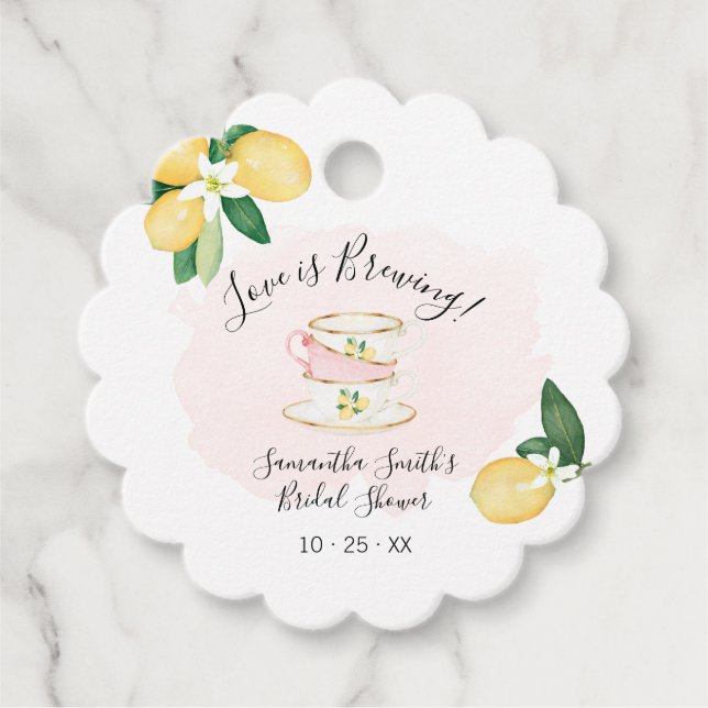 Pink Lemons Liebe ist Tee-Brautparty brauen Geschenkanhänger (Vorderseite)