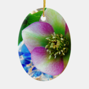 Pink Lenten Rose Keramik Ornament