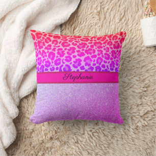 Pink Leopard Animal Print Cheetah Glitzer Kissen