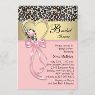 Pink Leopard Black Gold Leopard Brautparty Einladung
