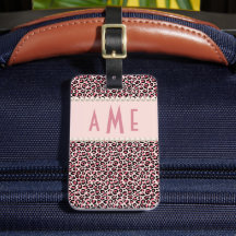 Pink Leopard Druck mit Perlen Mit Monogramm