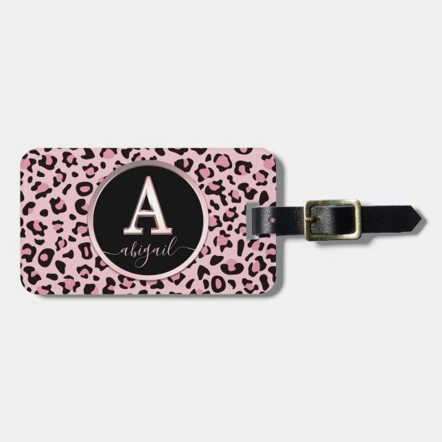 Pink Leopard Druckschreiben A Gepäckanhänger (Vorderseite horizontal)