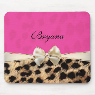 Pink & Leopard Gepard Druck Schleife Mauspad