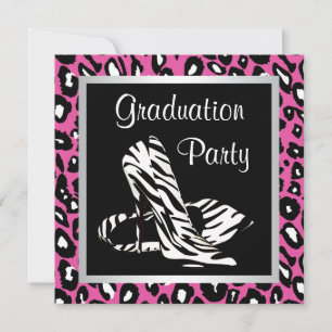 Pink Leopard Girls Graduation Party Einladung