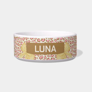 Pink Leopard Gold Bow Print Pet Napf