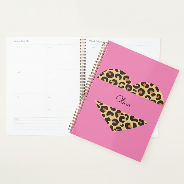 Pink Leopard Herz individuelle Name Planer (Anzeige)