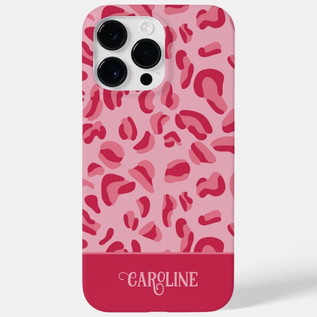 Pink Leopard Muster Case-Mate iPhone 14 Pro Max Hülle (Rückseite)