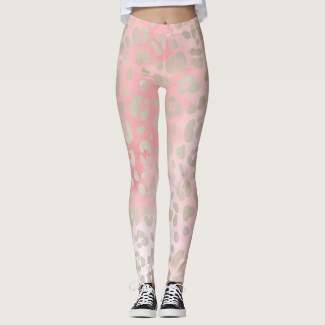 Pink-Leopard-Muster Leggings (Vorderseite)