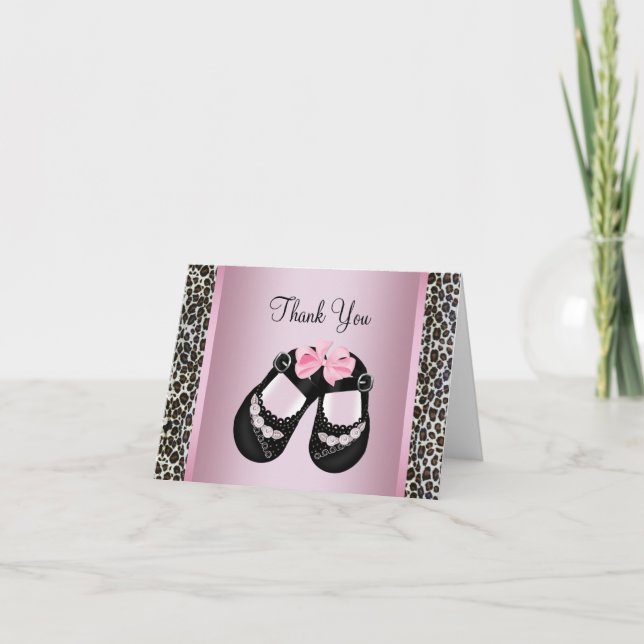 Pink Leopard Pink Black Baby Girl Dusche Danke (Vorderseite)