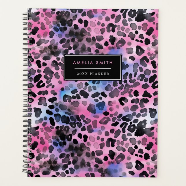 Pink Leopard Print Add Name Plane Planer (Vorderseite)