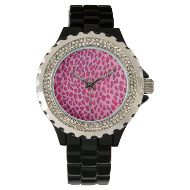 Pink Leopard Print Armbanduhr (Vorderseite)