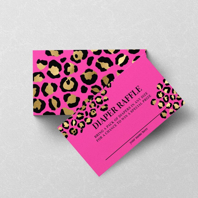 Pink Leopard Print Baby Dusche Windelwanne Raffel Begleitkarte (Von Creator hochgeladen)