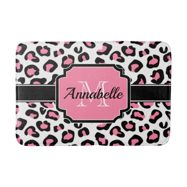 Pink Leopard Print Badematte (Vorderseite)