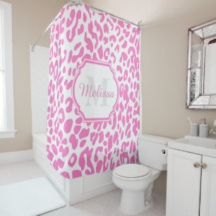 Pink Leopard Print Duschvorhang