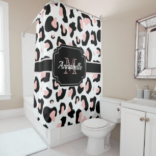 Pink Leopard Print Duschvorhang