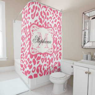 Pink Leopard Print Duschvorhang