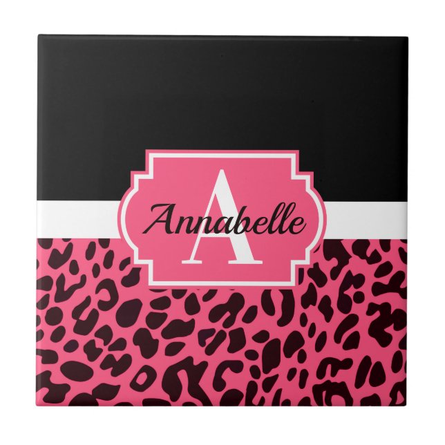 Pink Leopard Print Fliese (Vorderseite)