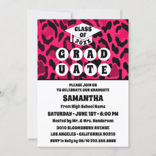 Pink Leopard Print Foto Graduation Party Einladung