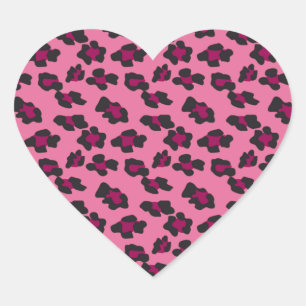 Pink Leopard Print Herz-Aufkleber