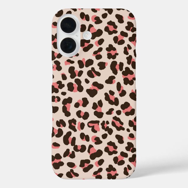 Pink Leopard Print iPhone 16 Hülle (Rückseite)