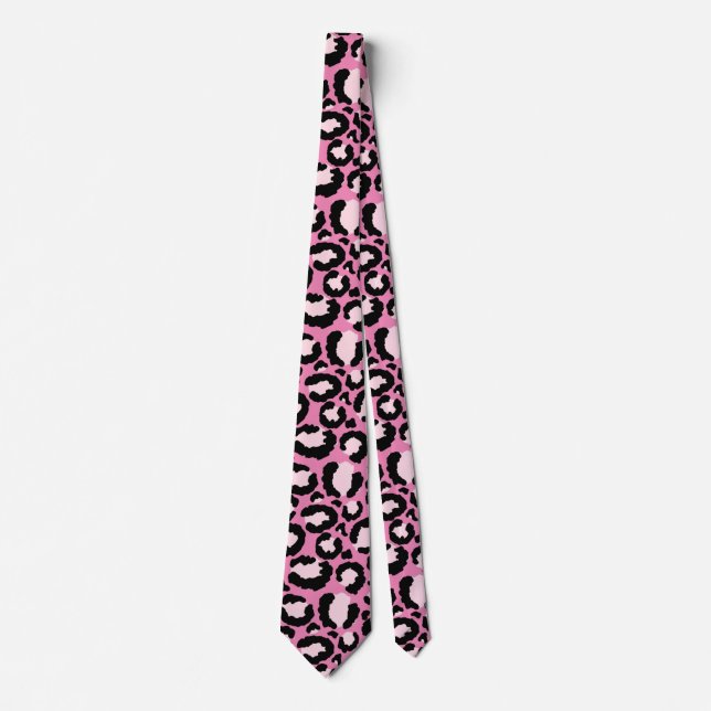 Pink Leopard Print Krawatte (Vorderseite)