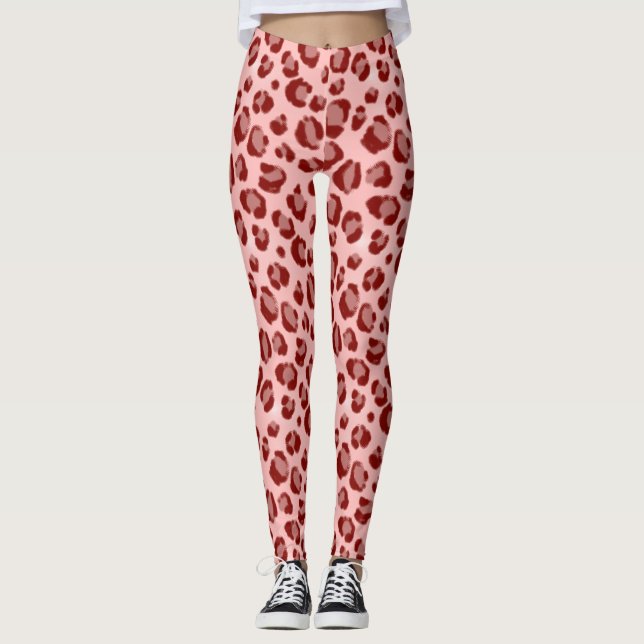 Pink Leopard Print Leggings (Vorderseite)