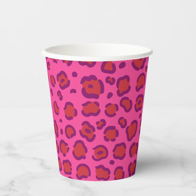 Pink Leopard Print Pappbecher (Vorderseite)