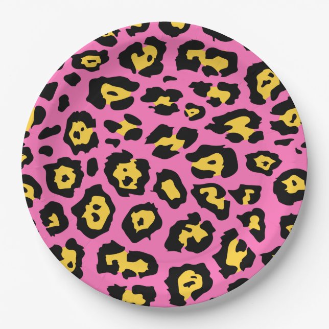 Pink Leopard Print Pappteller (Vorderseite)