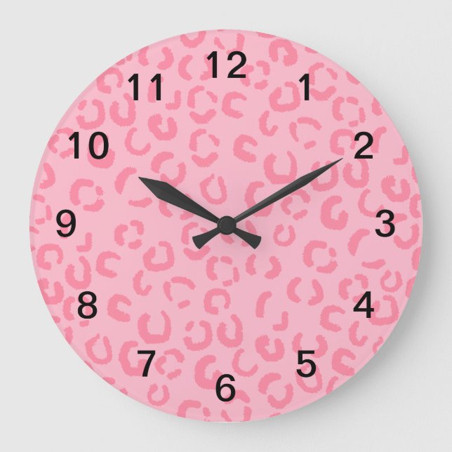 Pink Leopard Print Pattern. Große Wanduhr (Vorderseite)